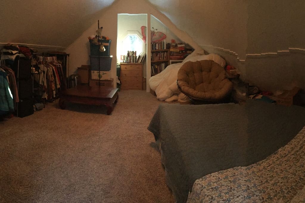 View of upstairs bedroom/loft when you come up the stairs.