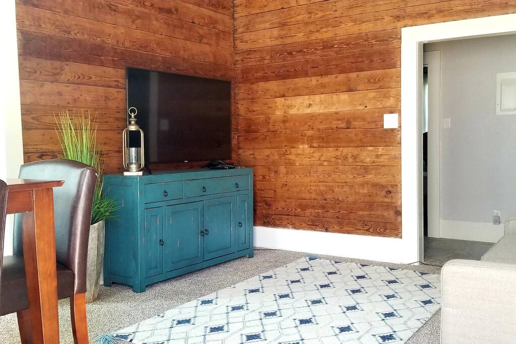 Living room w/original 1920's shiplap