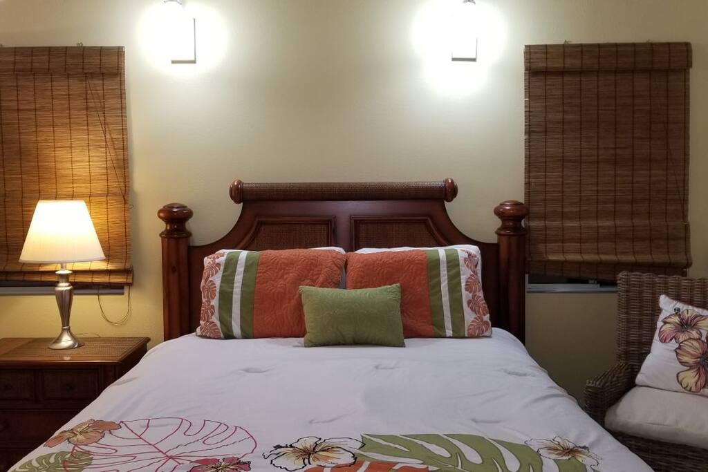 Queen size pillow top mattress and Hawaiian bed frame