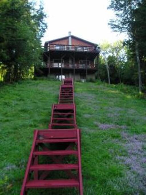 Lakeside view of house from dock