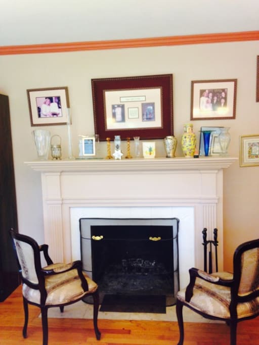 The charming working fireplace is used during the fall winter and spring to add charm and warmth to the dining room.