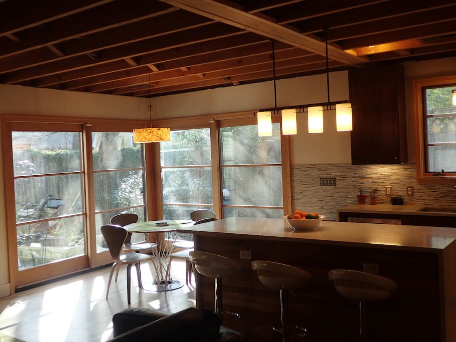 breakfast table in combined kitchen/family room