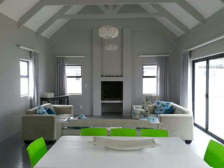 Open plan dining, living and braai room
