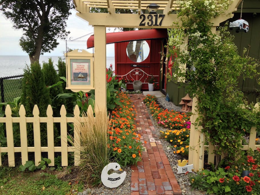 Path from driveway to cottage front door