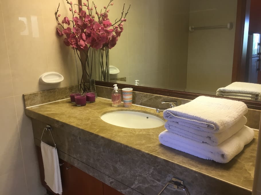 Marble counter tops in the ensuite bathroom