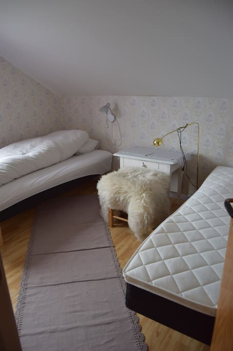 Bedroom 1 "Girls room": Two beds 90*200 cm. Cabinet. Window with a view.