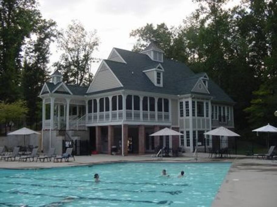 The neighborhood pool, just a few blocks down the walking trail.