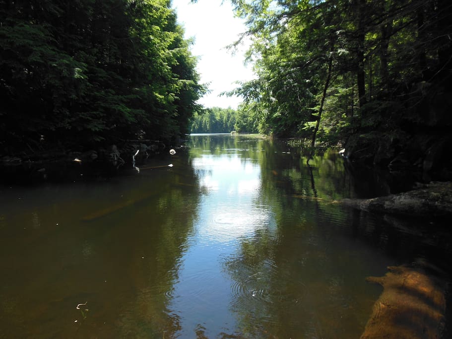 Private lagoon to launch the canoe