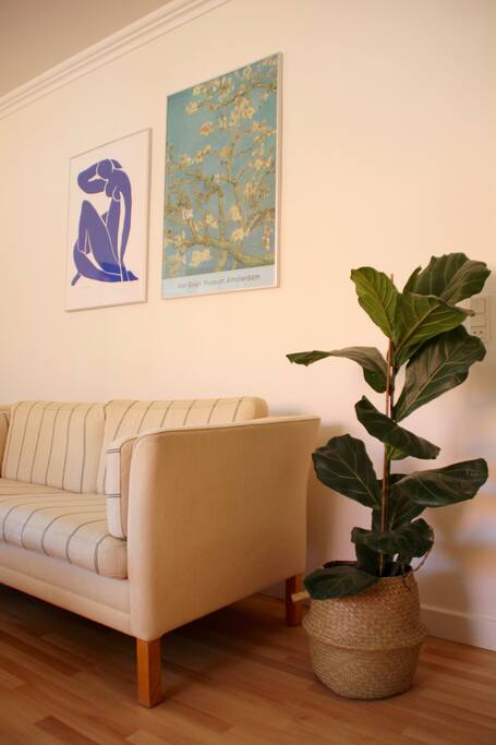Living room with soft couch to sleep in
