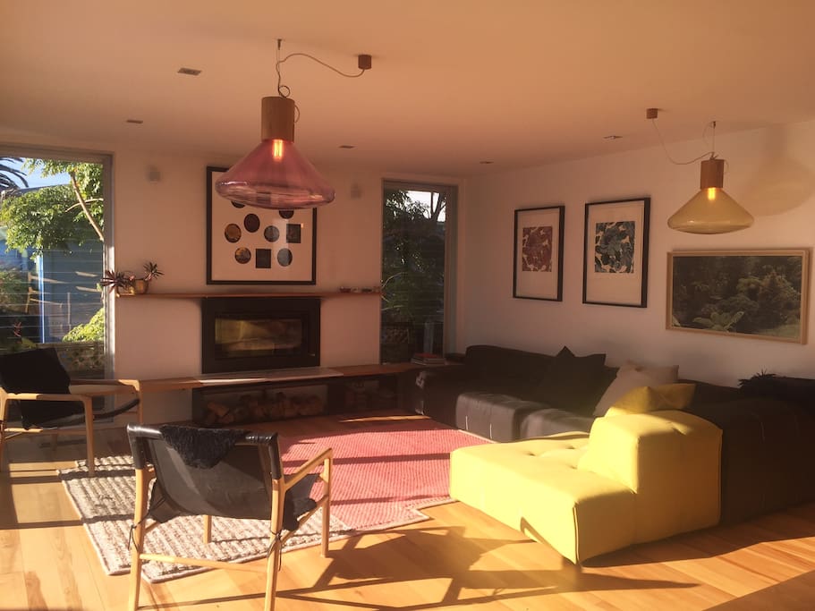 living room - sunny with fire