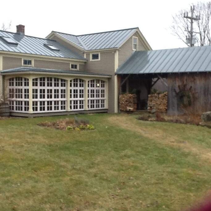 This is our new sunporch. It faces south and is a lovely warm place to have lunch and early afternoon tea on the sunny winter day. It is not heated.