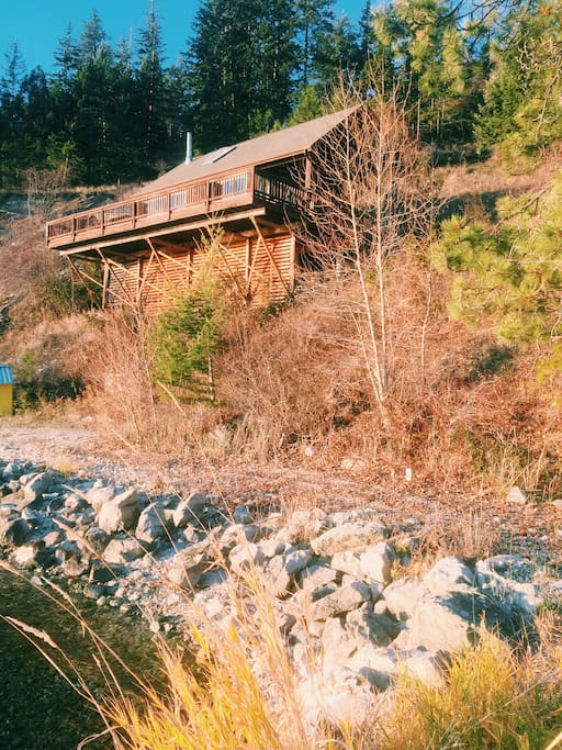 The cabin from the private dock