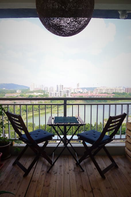 Outdoor table for smoking and enjoy the view