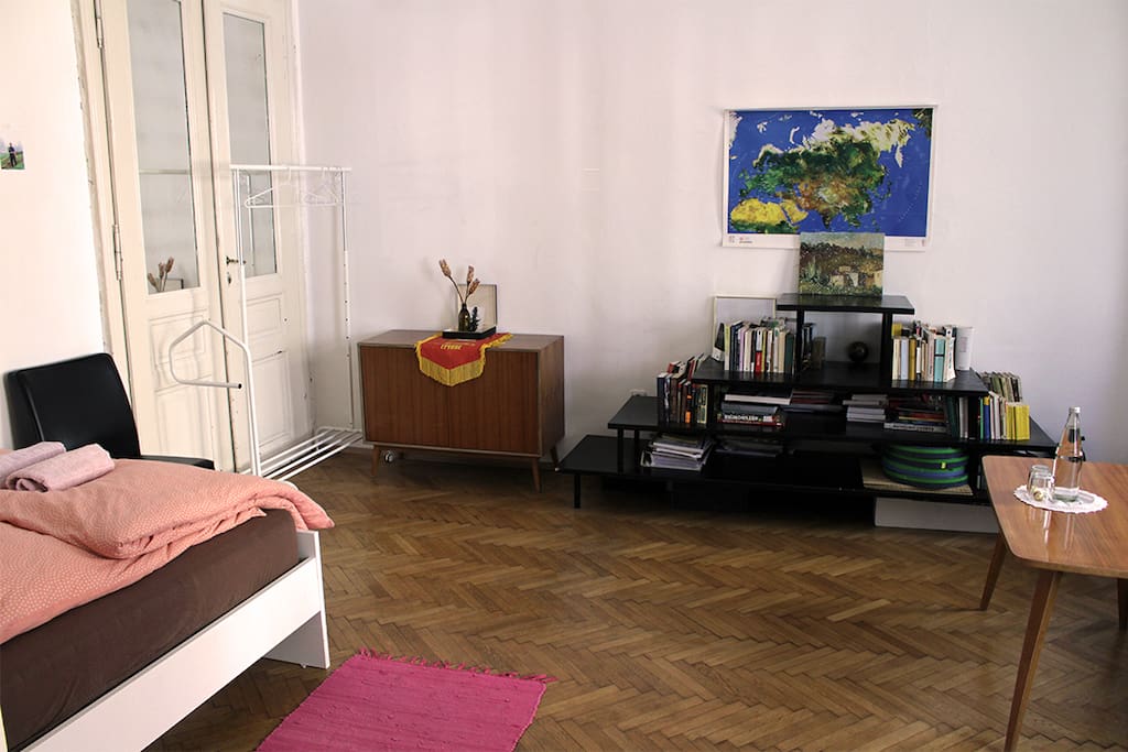 This is your private room. It's 25 square meters (296 sq.ft) big. Every new guest gets fresh towels and bed line.