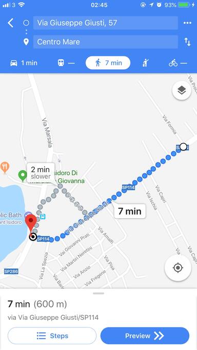 Route flat to beach - 7 minute walk
