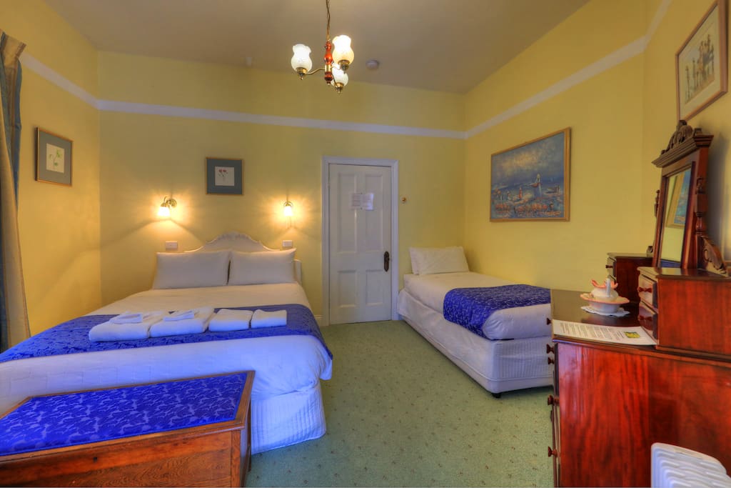 Queen bed and single bed