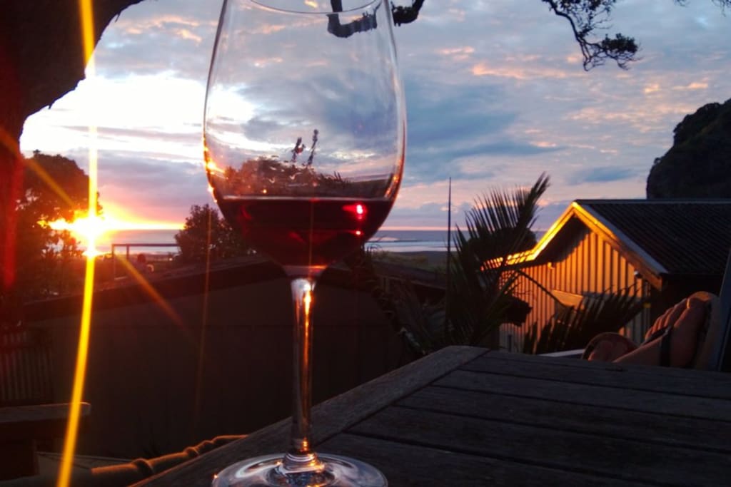 West Coast sunset from the elevated deck area