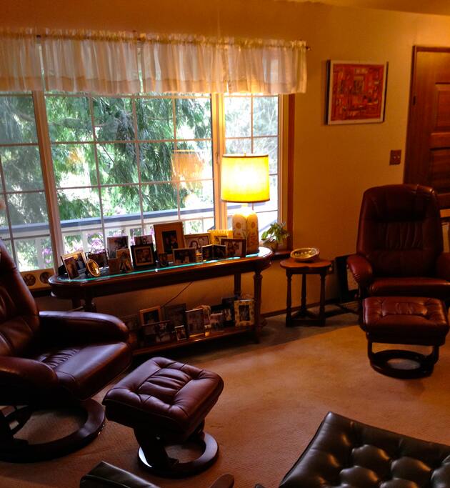 Looking out living room window