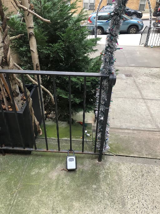 The lockbox in our courtyard! In case we are not around to check you in