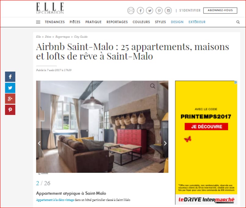 Plébiscité par Elle Décoration du 07/08/2017.