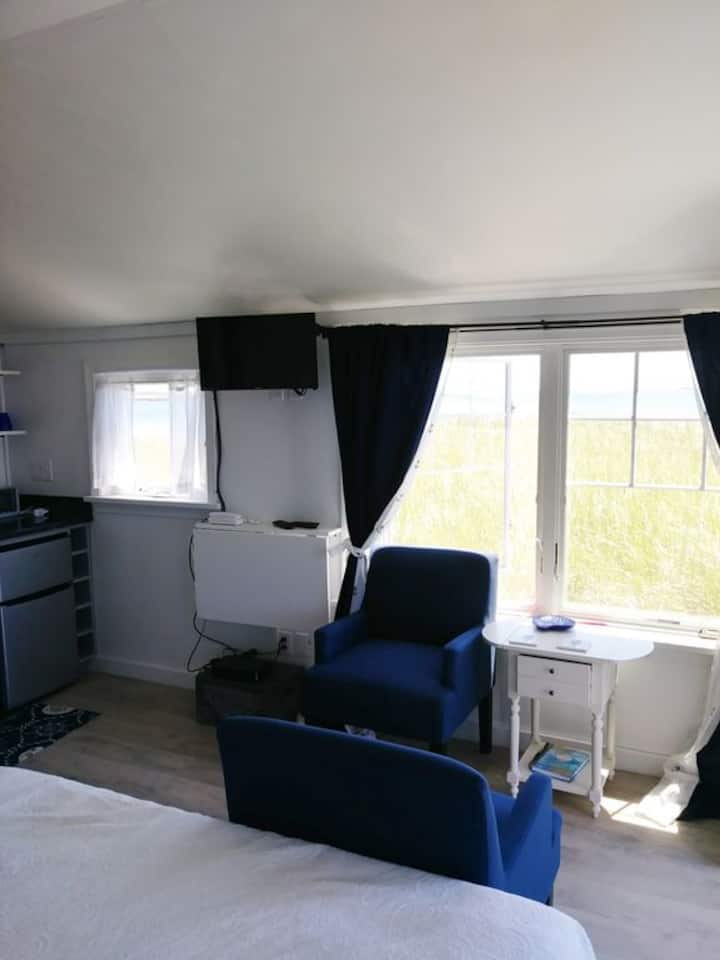 Driftwood Studio Oceanfront Bed on the beach. Tiny houses for Rent in