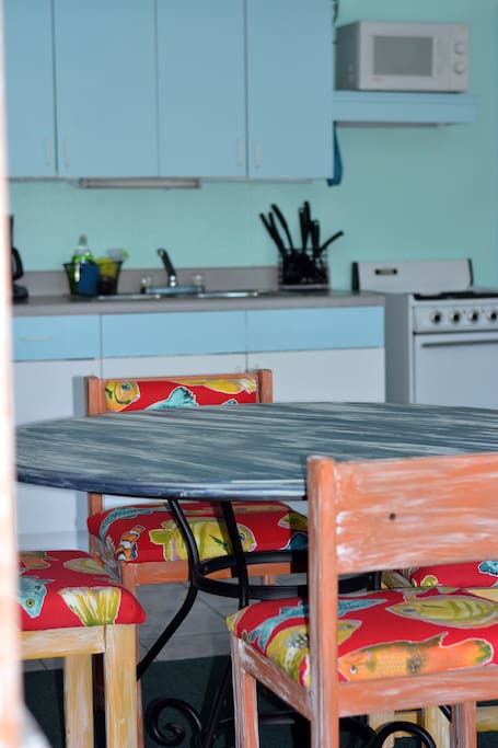 Kitchenette and table.