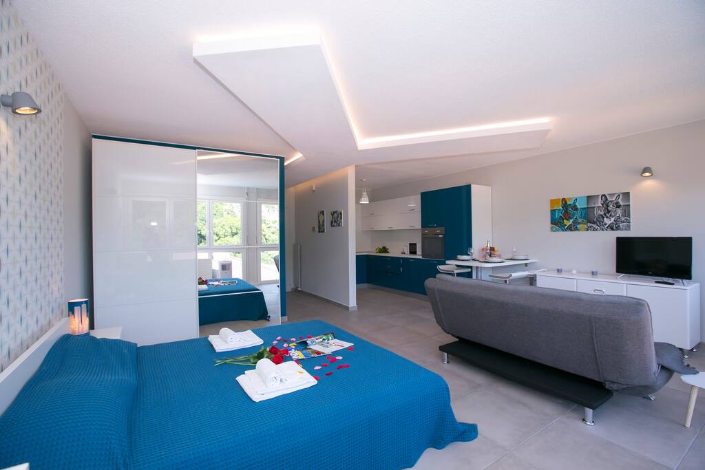 Living room with integrated kitchen
