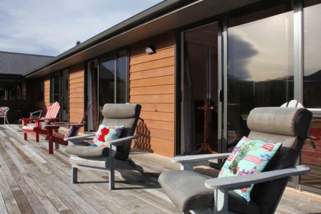 75sqm of deck with chairs for relaxing in.