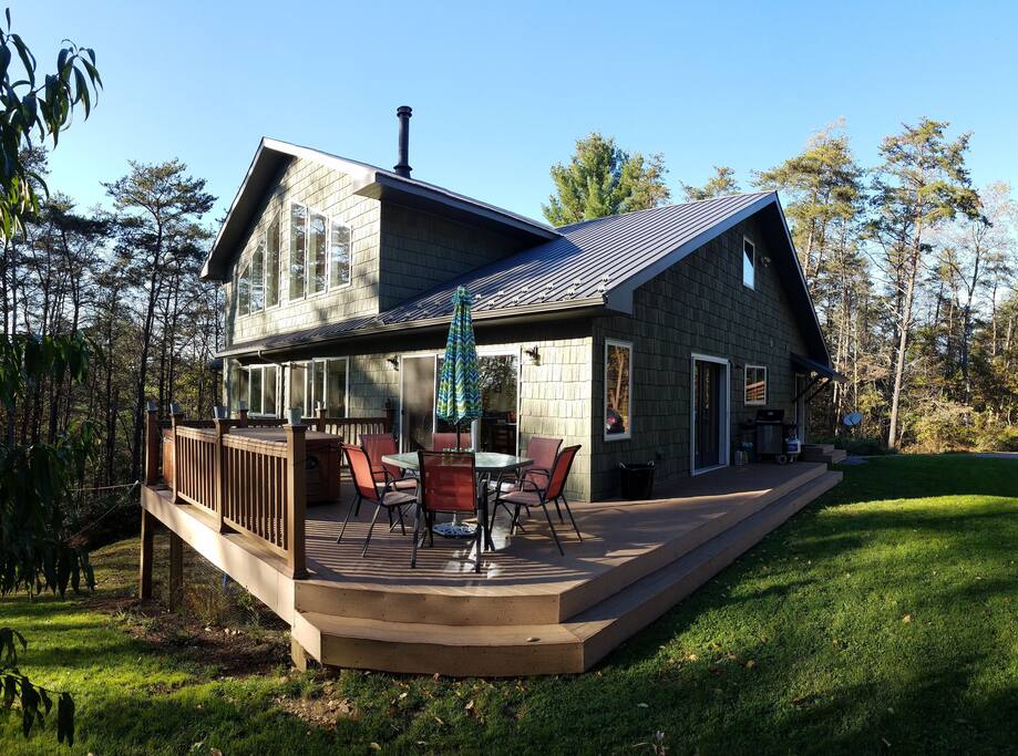 A large wrap-around deck is the perfect place for relaxing at twin maples.