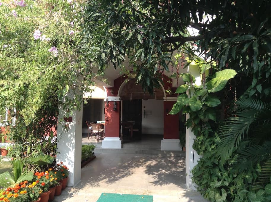 looking into the verandah from the main gate