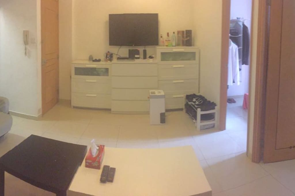 Living room with nice and large LED TV
