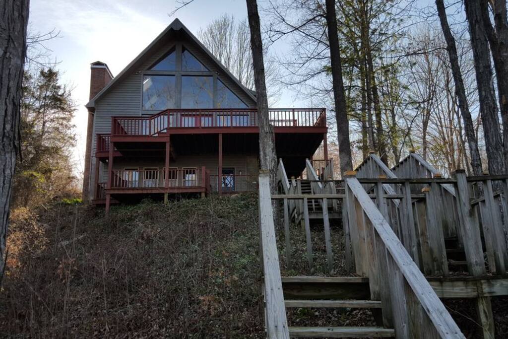 Walkway from the water to the cottage