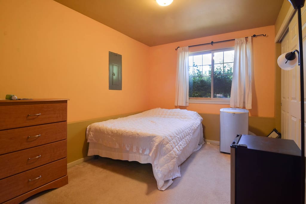 Dresser, a/c, mini fridge. A/C only available during the summer months.
