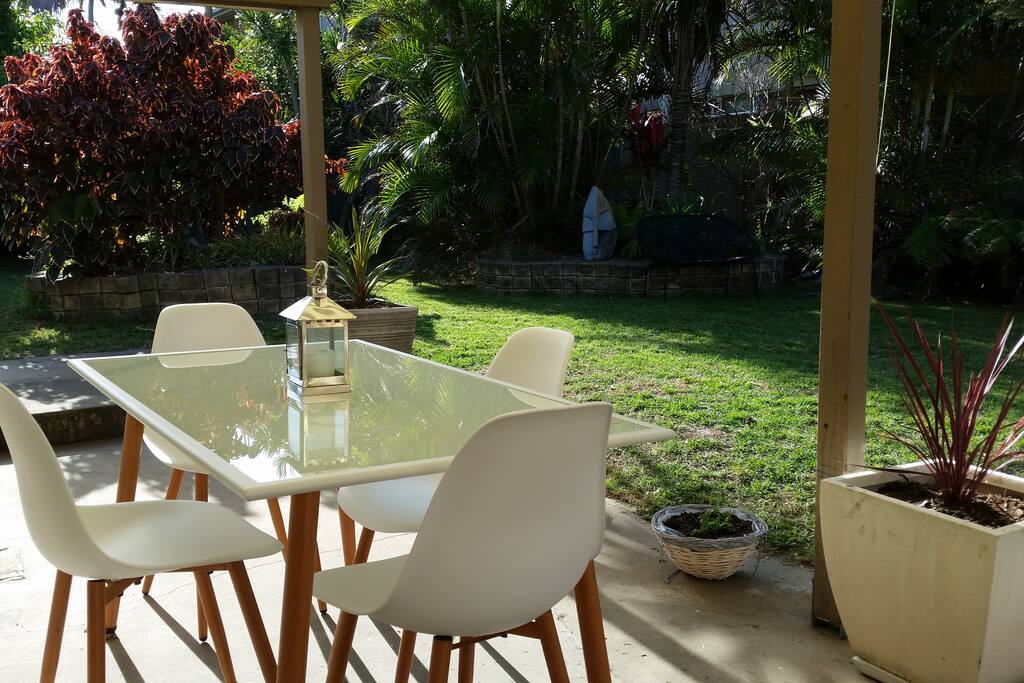 Outdoor undercover seating area