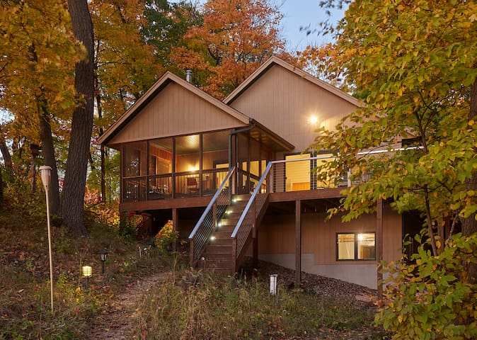 Fall colors surround this private Lake Sylvia Home