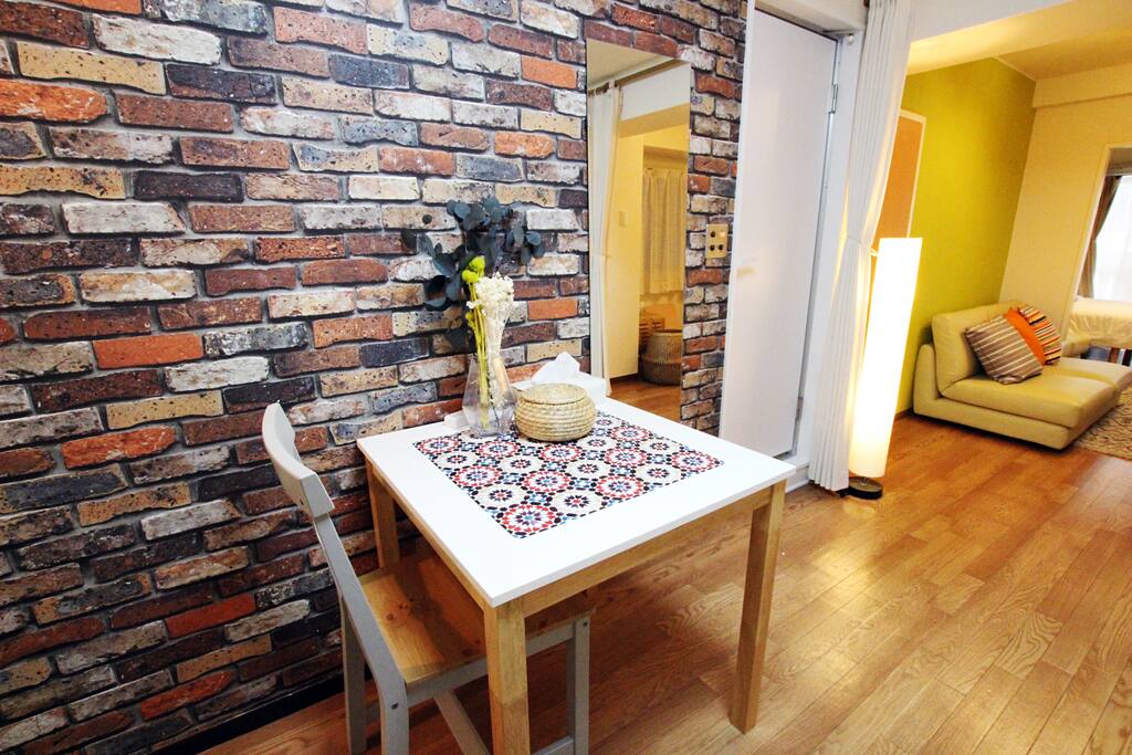 Small table for your snacks and make up.