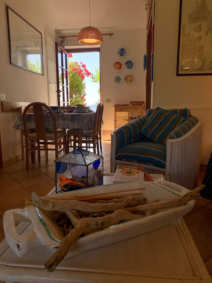 Sebule iliyo na sofa na viti vya mikono