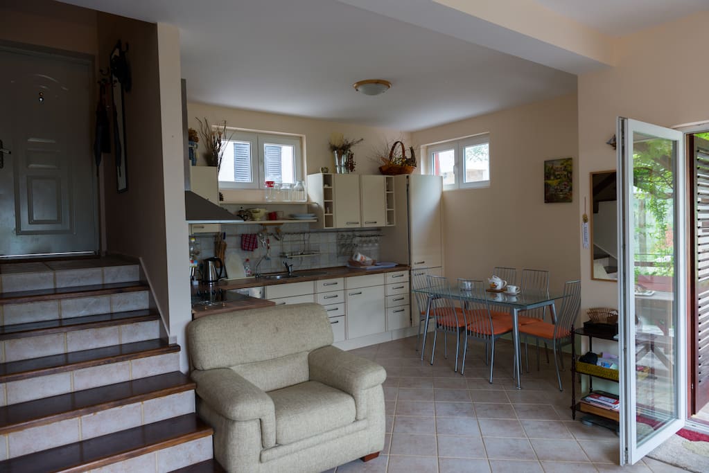Living room and kitchen