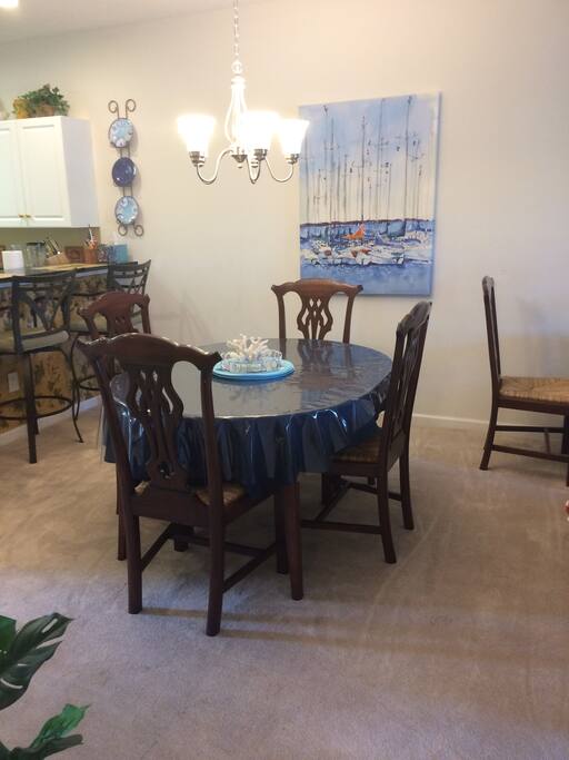 Dining room seats six