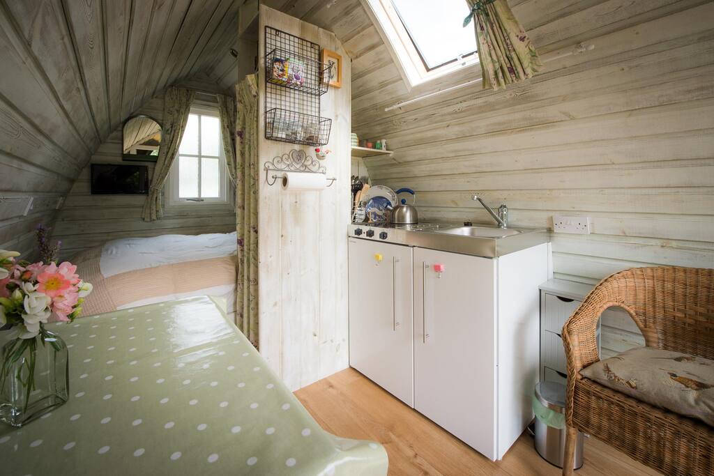 Inside seating and kitchenette