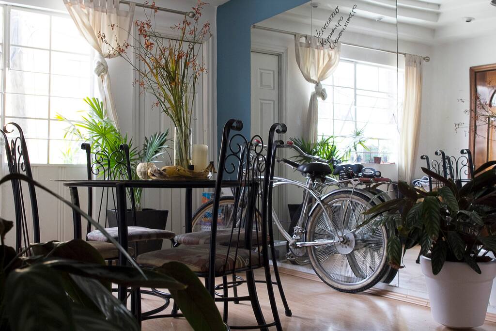 Dinning Room, Blanket Closet & the Bicycle ready to use.