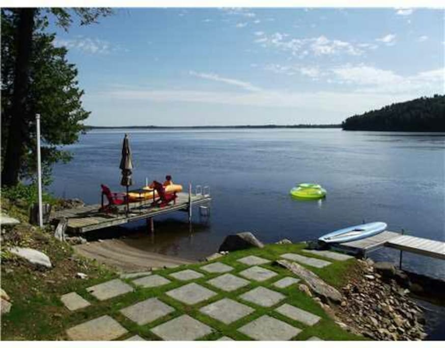 Our 204ft of Calabogie Lake waterfront with 2 docks, canoe, kayak and SUP with small beach area. Awesome fishing!