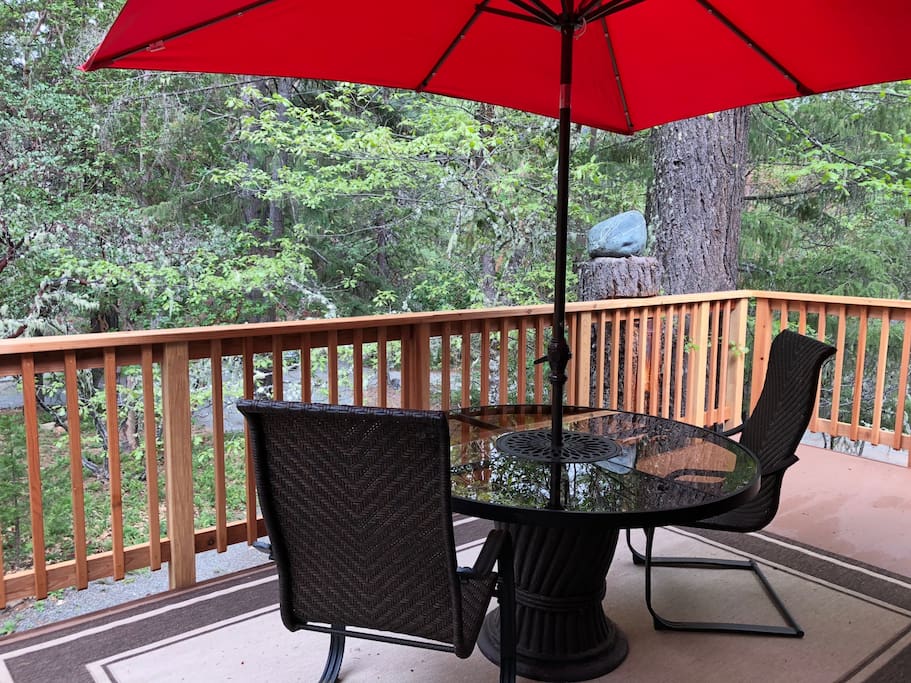 View of the upstairs dining and star-gazing deck