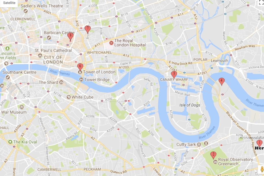 No 1 on the map, marked"Here" is the location of the accomodation.