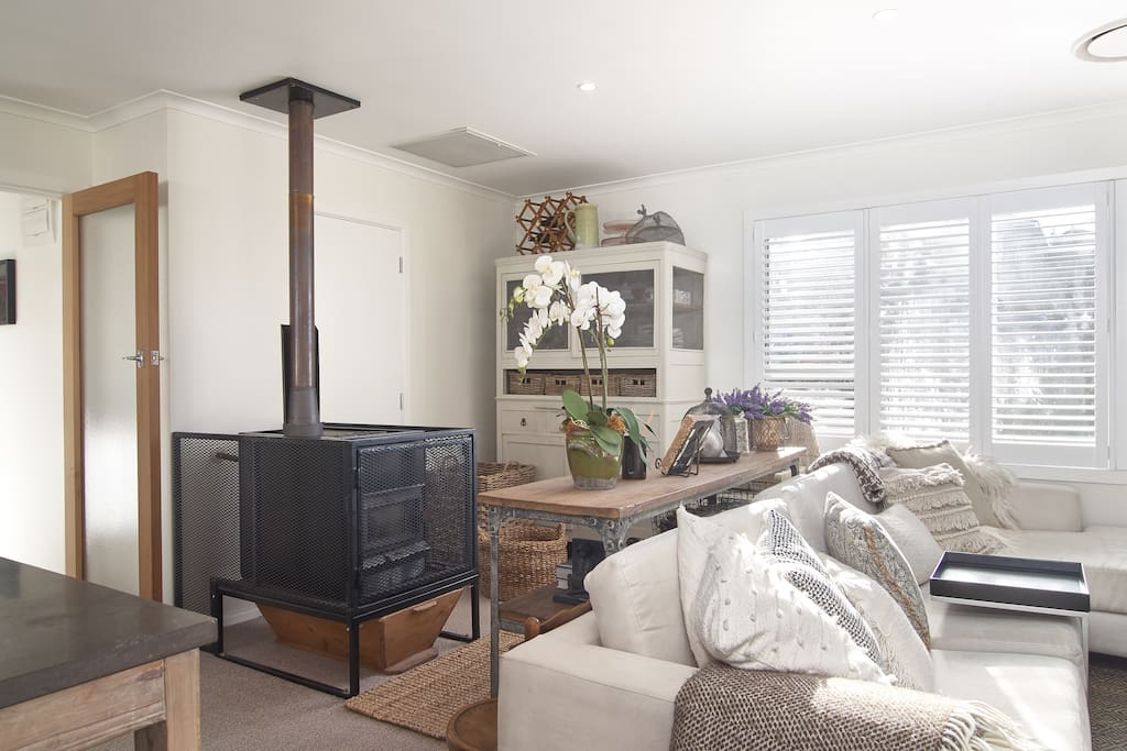 Living area with wood burner