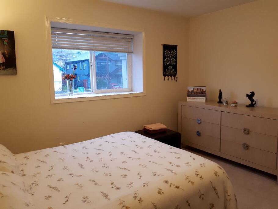 Comfortable bedroom 2A window and chest of drawers