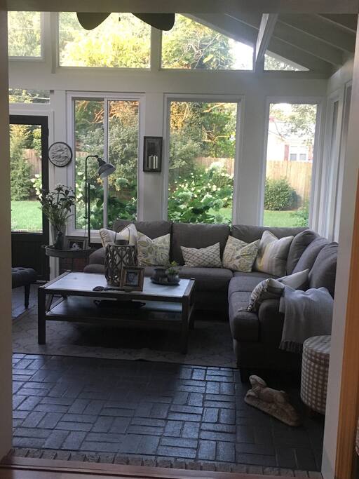Comfy seating for watching the large flat screen TV!
