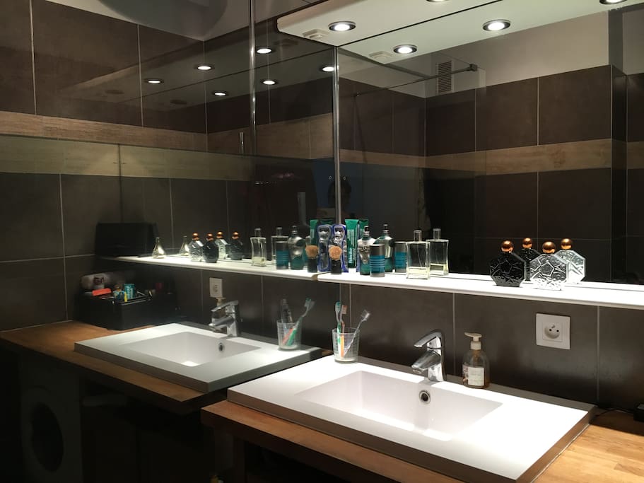 Salle de bain, vasque et douche à l'italienne