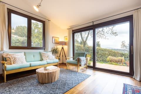 Countryside cottage with lovely views and pool.