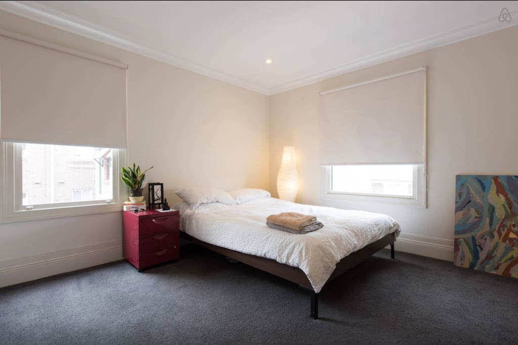 This is your room, overlooking Sydney's skyline to the west